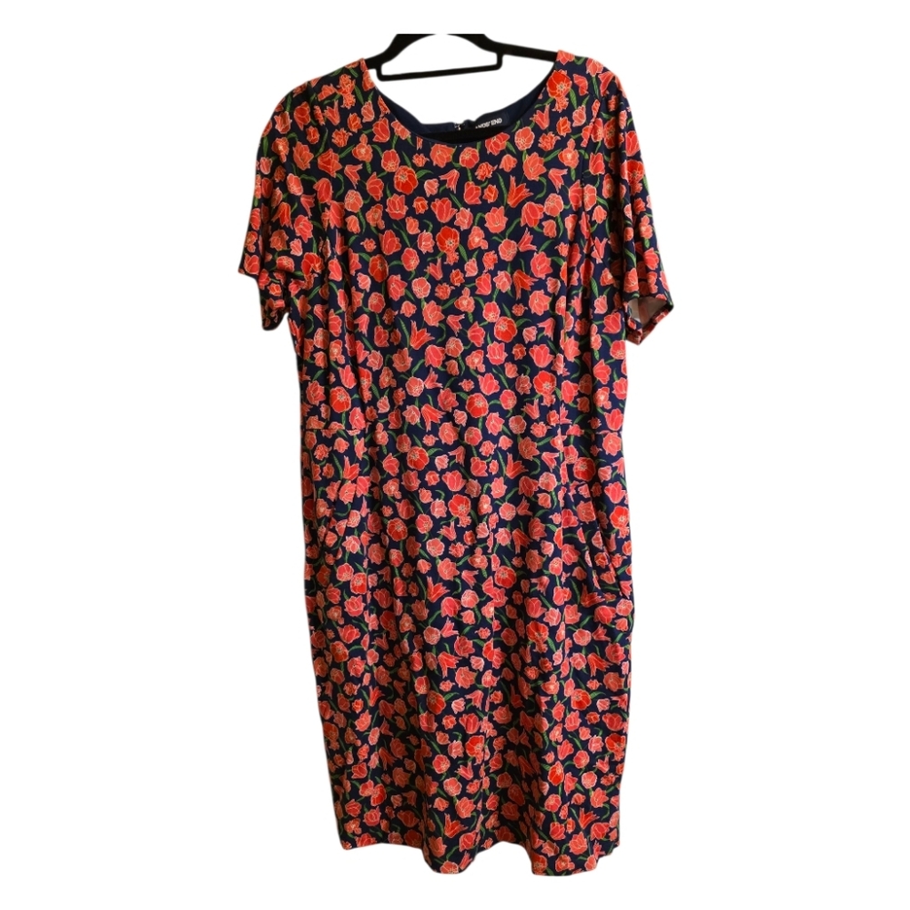 LANDS' END Blue Floral Sheath Dress‎ - Size 16W